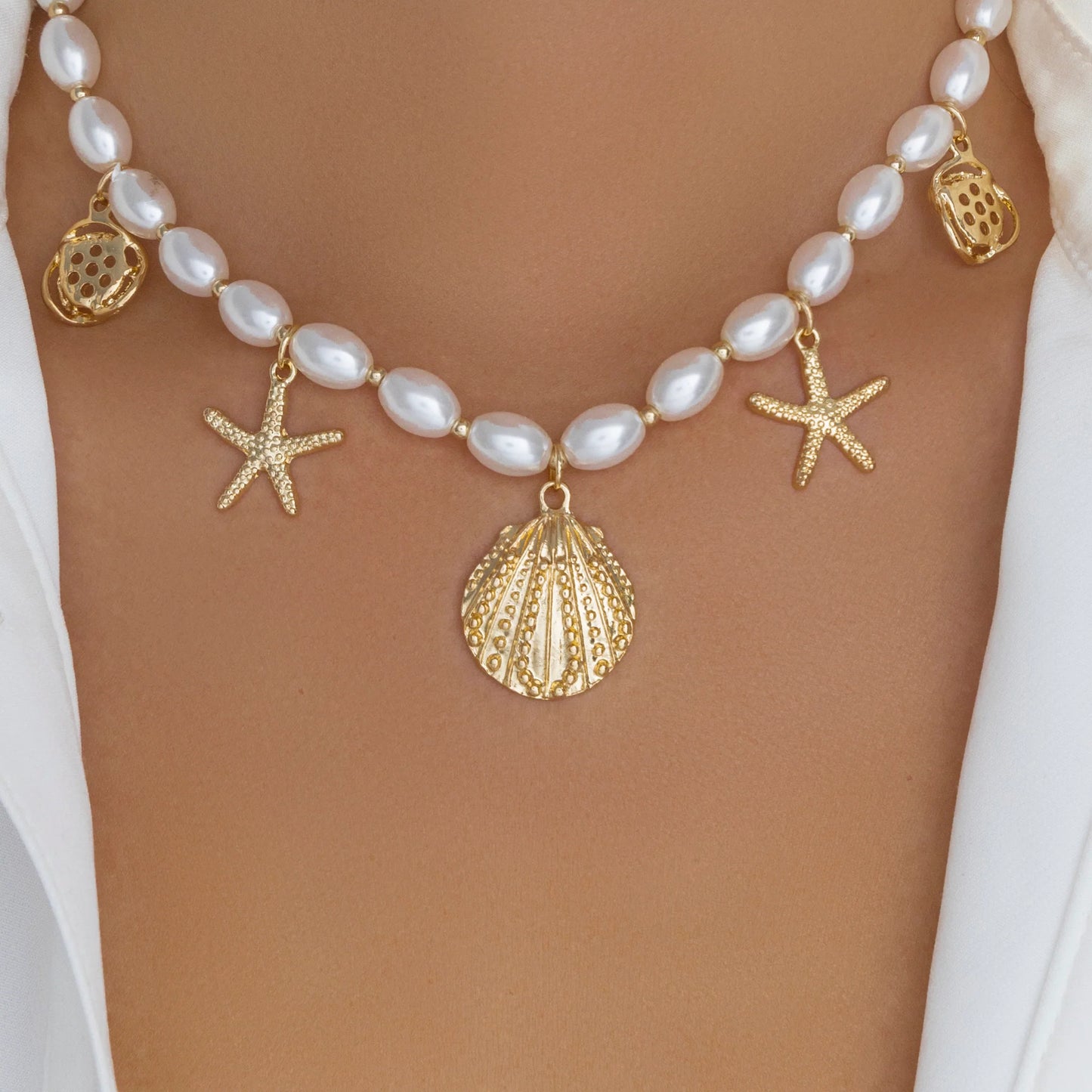 Pearl Sea Charm Necklace
