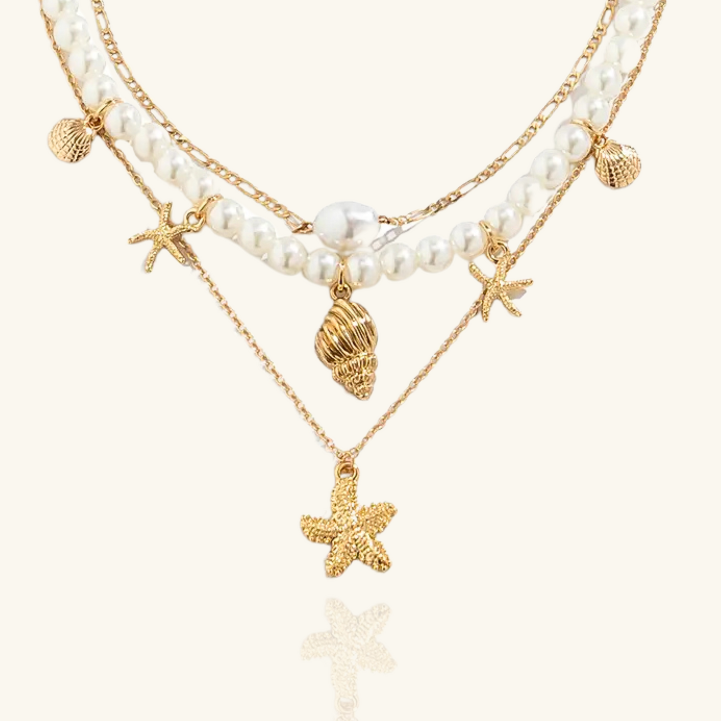 Ocean Pearl Layered Charm Necklace