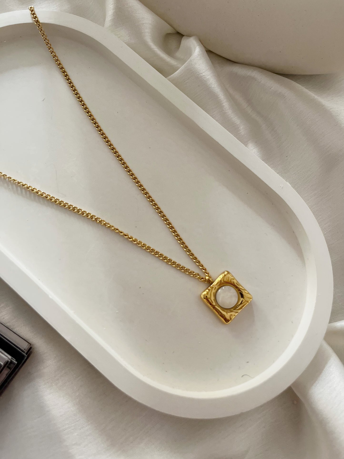 Golden Square Charm Necklace